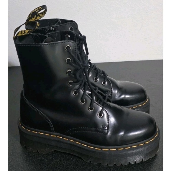 Dr. Martens Shoes - Dr. Martens Jadon Platform Boots‎ Black Leather Lace Up Zipper 7M Woman Grunge